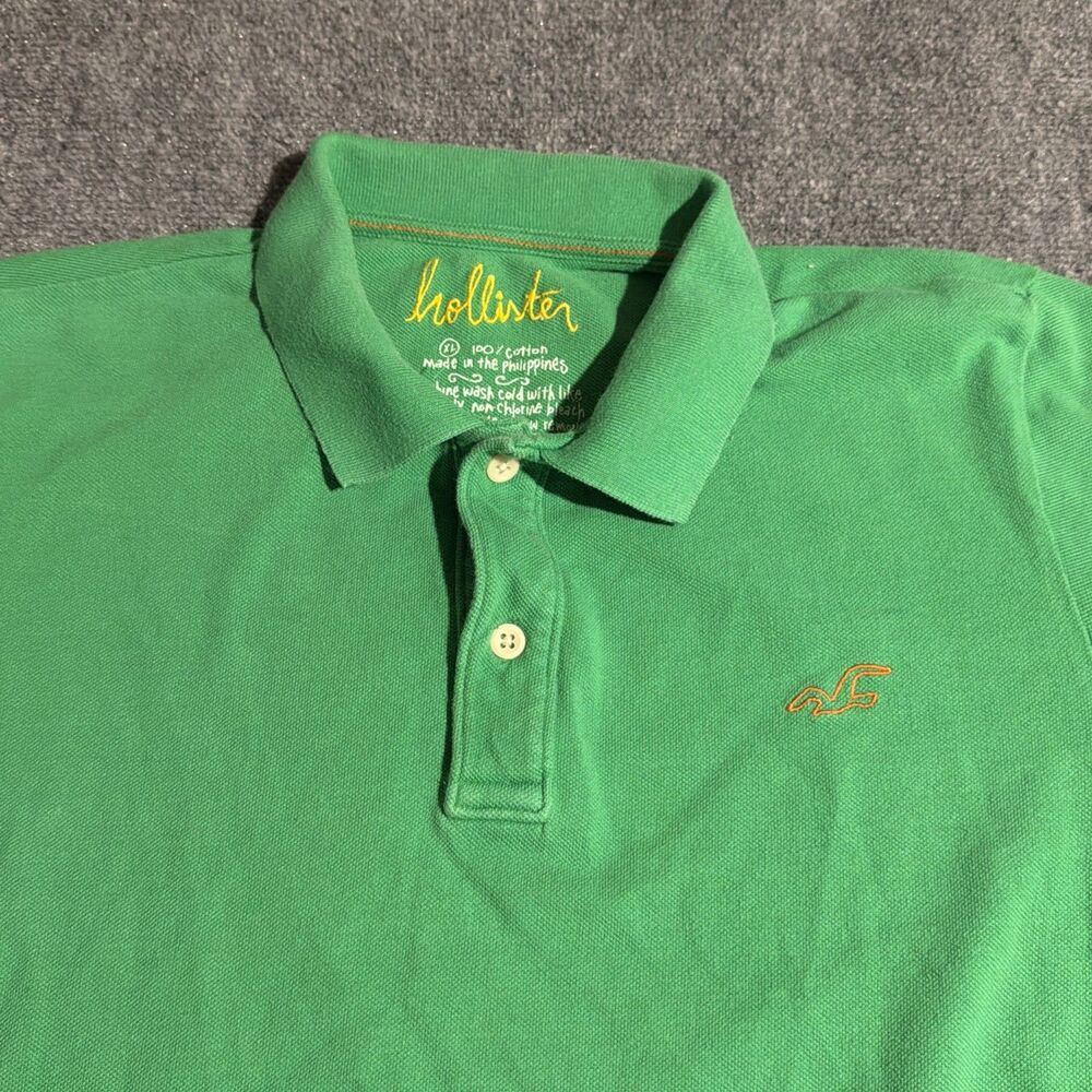 Vintage Y2K Hollister Polo Shirt Mens Extra Large Green Short Sleeve Pullover